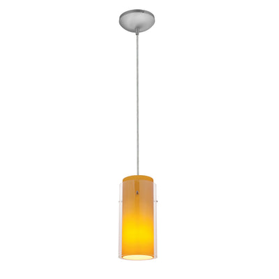 Access - 28033-3C-BS/CLAM - LED Pendant - Glass'n Glass Cylinder - Brushed Steel