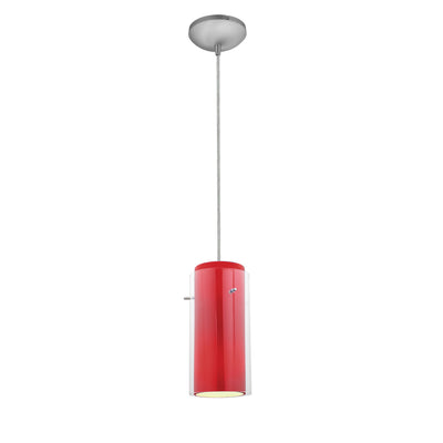 Access - 28033-3C-BS/CLRD - LED Pendant - Glass'n Glass Cylinder - Brushed Steel