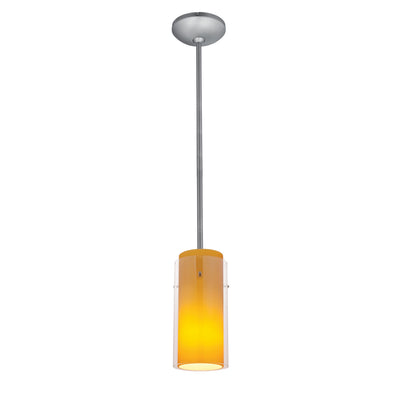 Access - 28033-3R-BS/CLAM - LED Pendant - Glass'n Glass Cylinder - Brushed Steel