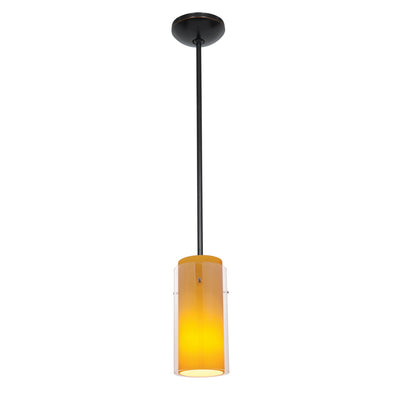 Access - 28033-3R-ORB/CLAM - LED Pendant - Glass'n Glass Cylinder - Oil Rubbed Bronze