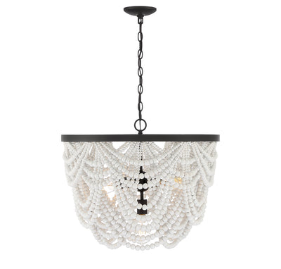 Meridian - M100101GRORB - Five Light Chandelier - Grecian White with Oil Rubbed Bronze
