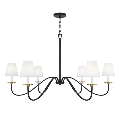 Meridian - M100106BNB - Six Light Chandelier - Black with Natural Brass Accents