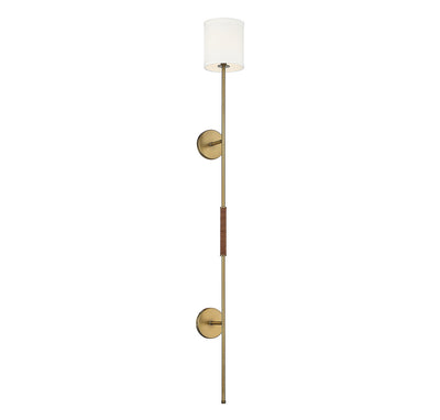 Meridian - M90063NB - One Light Wall Sconce - Natural Brass with Leather Accent