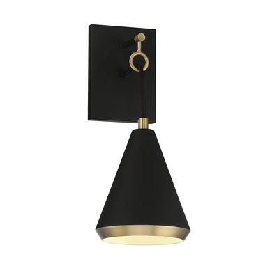 Meridian - M90066MBKNB - One Light Wall Sconce - Matte Black with Natural Brass