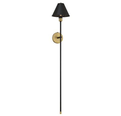 Meridian - M90070BNB - One Light Wall Sconce - Black with Natural Brass Accents