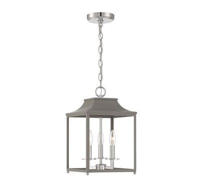 Meridian - M30013GRYPN - Three Light Pendant - Gray with Polished Nickel