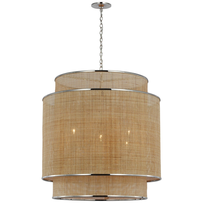 Visual Comfort Signature - MF 5025PN/NRT - LED Pendant - Linley - Polished Nickel And Natural Rattan Caning