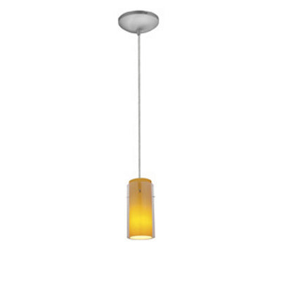 Access - 28033-1C-BS/CLAM - One Light Pendant - Glass'n Glass Cylinder - Brushed Steel