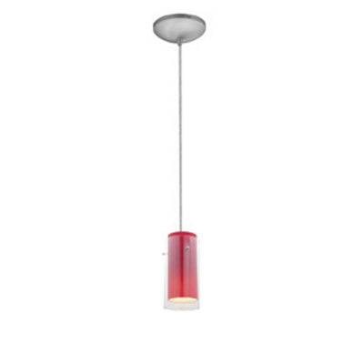 Access - 28033-1C-BS/CLRD - One Light Pendant - Glass'n Glass Cylinder - Brushed Steel