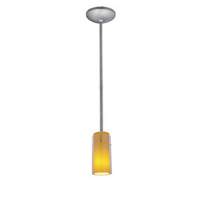 Access - 28033-1R-BS/CLAM - One Light Pendant - Glass'n Glass Cylinder - Brushed Steel