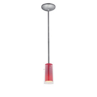 Access - 28033-1R-BS/CLRD - One Light Pendant - Glass'n Glass Cylinder - Brushed Steel