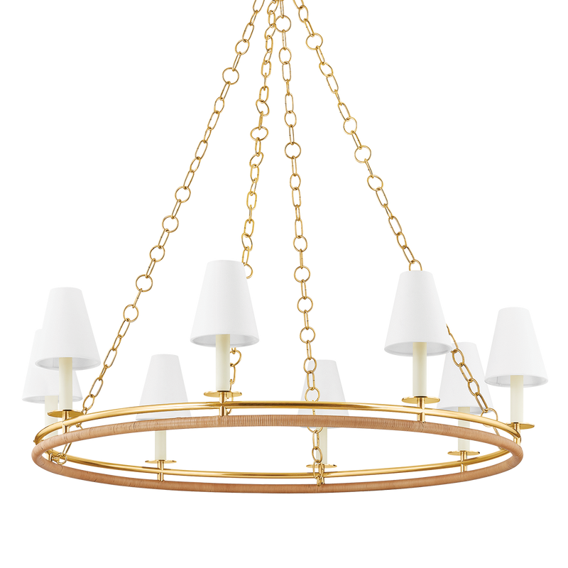 Hudson Valley - 4408-AGB - Eight Light Chandelier - Swanton - Aged Brass
