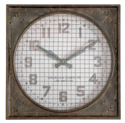 Uttermost - 06083 - Wall Clock - Warehouse Clock - Rust Brown