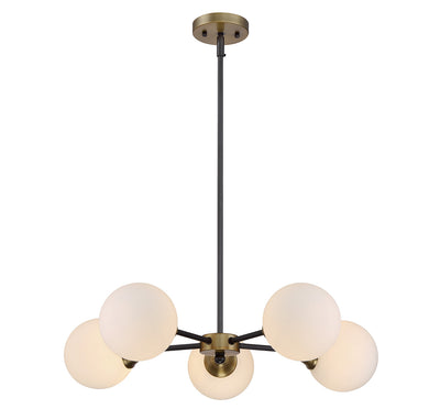Meridian - M10011-79 - Five Light Chandelier - Mchan - Oil Rubbed Bronze with Natural Brass