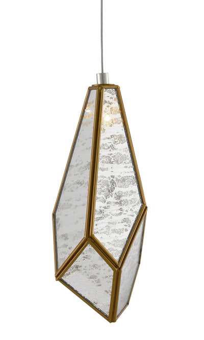 Currey and Company - 9000-0702 - One Light Pendant - Glace - Painted Silver/Antique Brass
