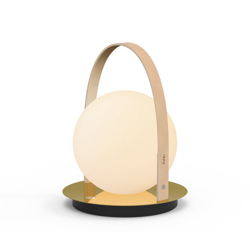 Pablo Designs - BOLA LTN BRA TAN - LED Table Lamp - Bola Lantern - Brass/Tan