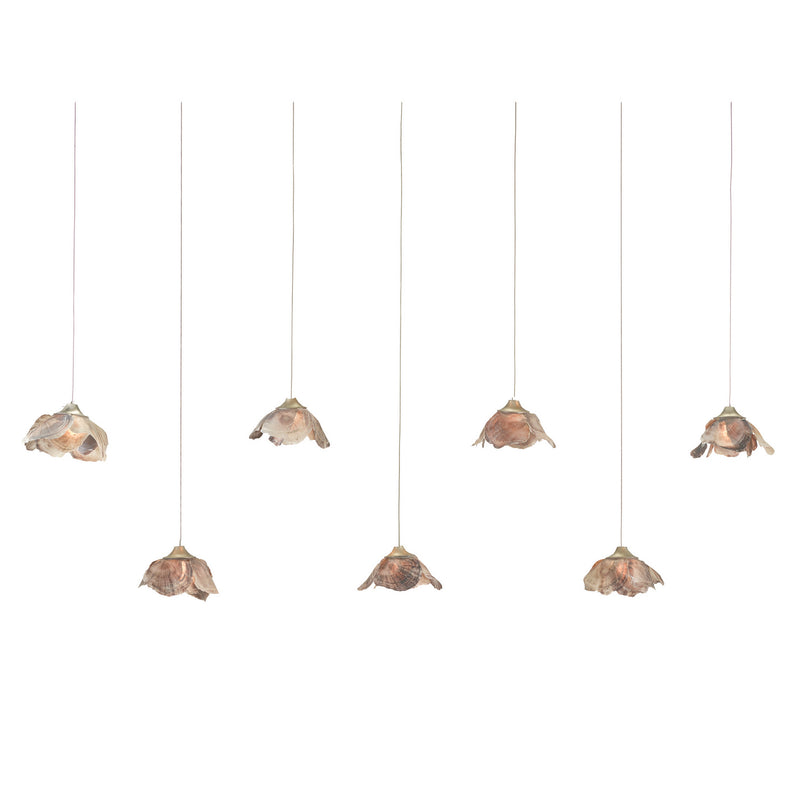Currey and Company - 9000-1055 - Seven Light Pendant - Catrice - Natural Shell/Silver