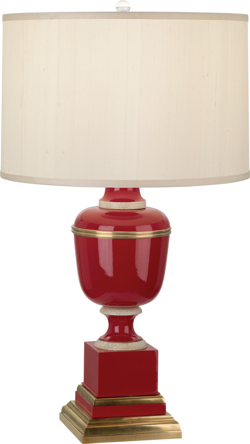 Robert Abbey - 2501X - One Light Table Lamp - Annika - Red Lacquered Paint w/Natural Brass and Ivory Crackle