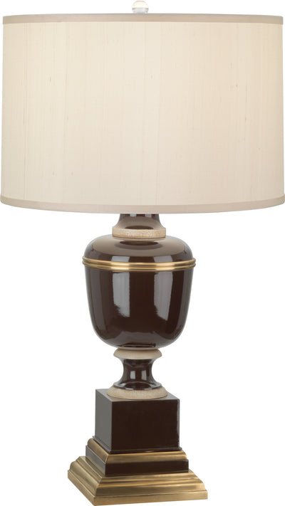 Robert Abbey - 2502X - One Light Table Lamp - Annika - Chocolate Lacquered Paint and Natural Brass w/Ivory Crackle
