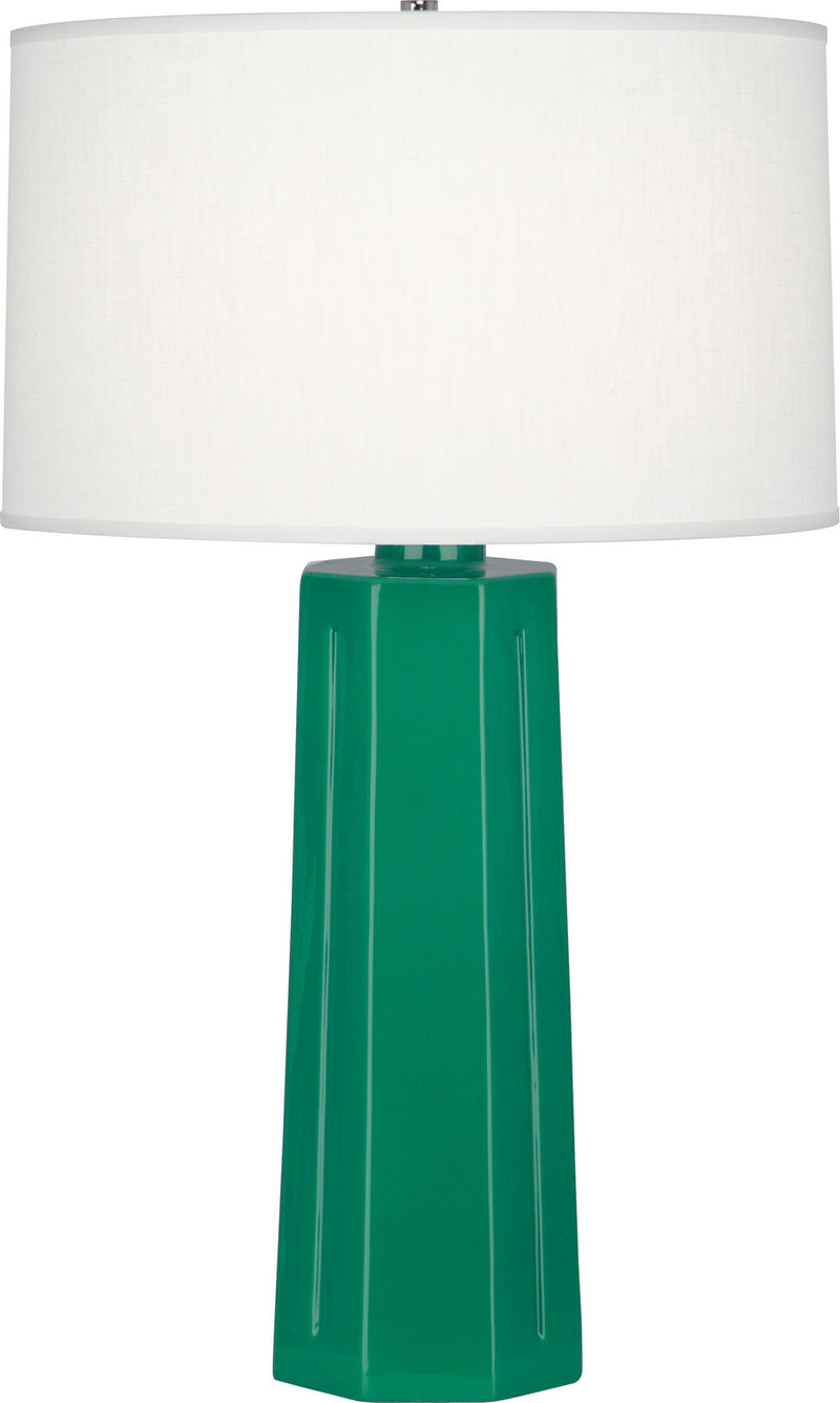 Robert Abbey - EG960 - One Light Table Lamp - Mason - Emerald Green Glazed w/Polished Nickel