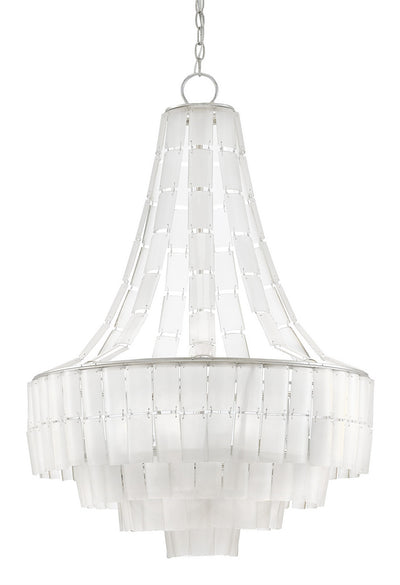 Currey and Company - 9000-0159 - Seven Light Chandelier - Vintner - Contemporary Silver Leaf/Opaque White
