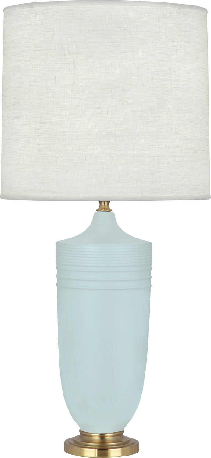 Robert Abbey - MSB27 - One Light Table Lamp - Michael Berman Hadrian - Matte Sky Blue Glazed w/Modern Brass