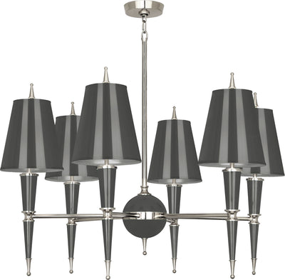 Robert Abbey - A604 - Six Light Chandelier - Jonathan Adler Versailles - Ash Lacquered Paint w/Polished Nickel