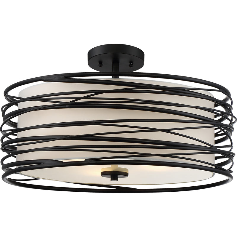 Quoizel - SPL1720K - Three Light Semi-Flush Mount - Spiral - Mystic Black
