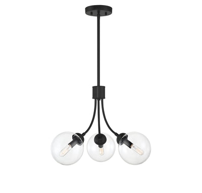 Meridian - M10057MBK - Three Light Chandelier - Matte Black