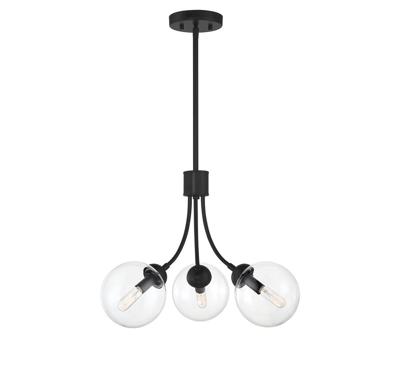Meridian - M10057MBK - Three Light Chandelier - Matte Black