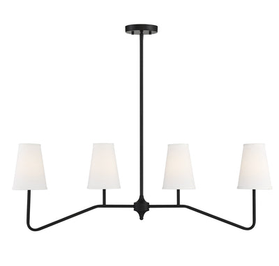 Meridian - M10078MBK - Four Light Linear Chandelier - Matte Black