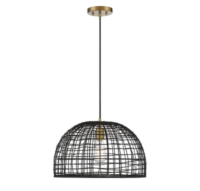 Meridian - M70105BRNB - One Light Pendant - Black with Natural Brass Accents