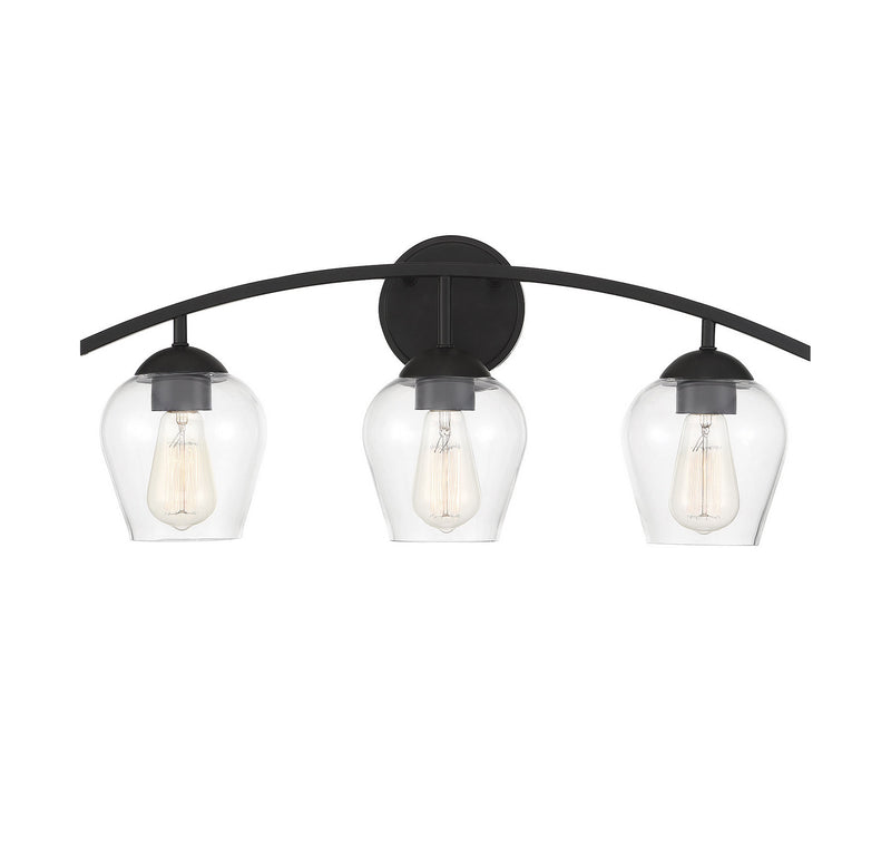 Meridian - M80032MBK - Three Light Bathroom Vanity Light - Mbath - Matte Black