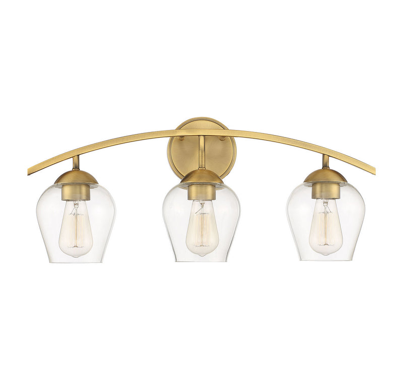 Meridian - M80032NB - Three Light Bathroom Vanity Light - Mbath - Natural Brass