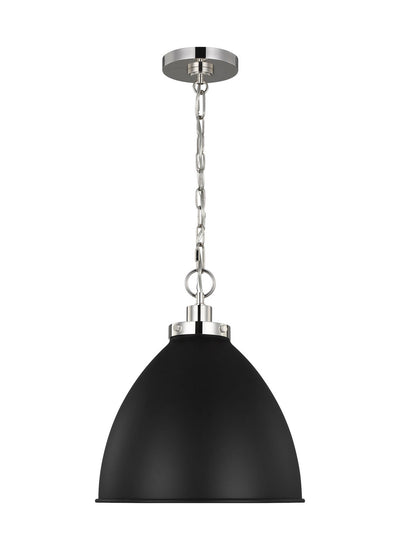 Visual Comfort Studio - CP1291MBKPN - One Light Pendant - Wellfleet - Midnight Black and Polished Nickel