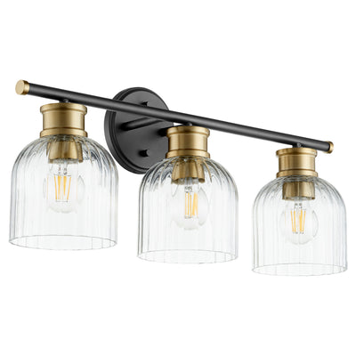 Quorum - 510-3-6980 - Three Light Vanity - Monarch - Textured Black w/ Aged Brass