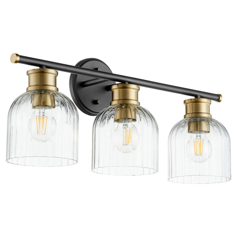 Quorum - 510-3-6980 - Three Light Vanity - Monarch - Textured Black w/ Aged Brass