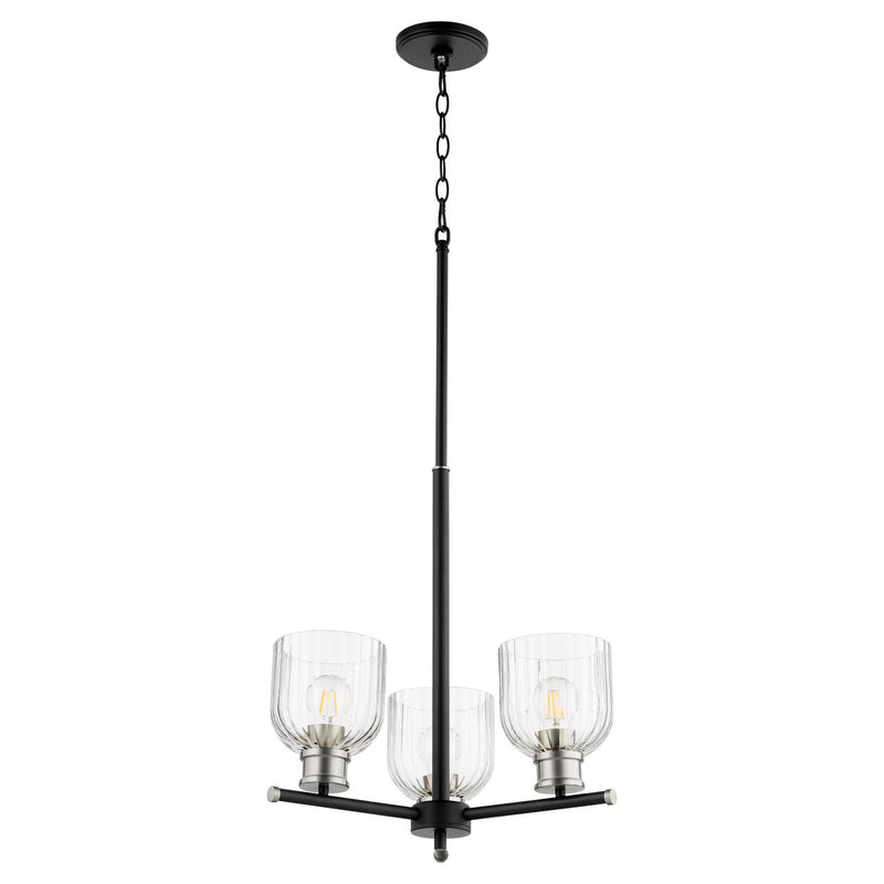 Quorum - 610-3-6965 - Three Light Chandelier - Monarch - Textured Black w/ Satin Nickel