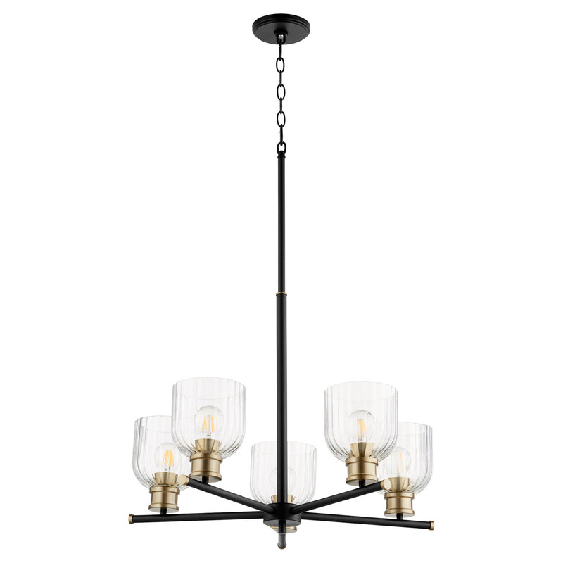 Quorum - 610-5-6980 - Five Light Chandelier - Monarch - Textured Black w/ Aged Brass