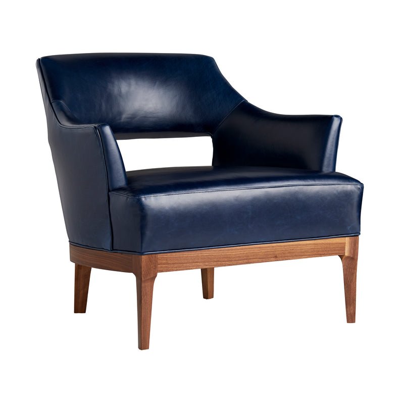 Arteriors - 8152 - Upholstery - Chair - Laurette - Indigo Leather/Walnut