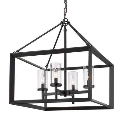 Golden - 2073-4 BLK-CLR - Four Light Chandelier - Smyth BLK - Matte Black
