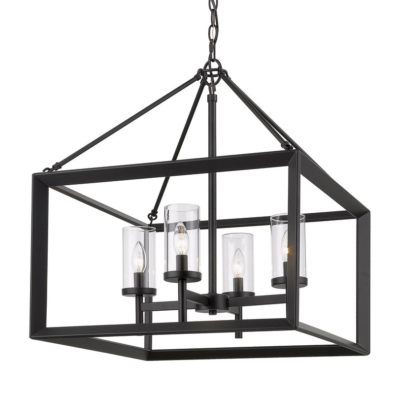 Golden - 2073-4 BLK-CLR - Four Light Chandelier - Smyth BLK - Matte Black