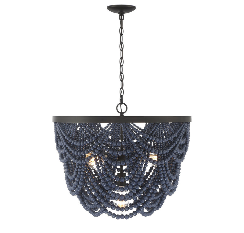 Meridian - M100101NBLORB - Five Light Chandelier - Navy Blue with Oil Rubbed Bronze