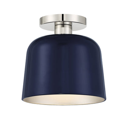 Meridian - M60067NBLPN - One Light Flush Mount - Navy Blue with Polished Nickel
