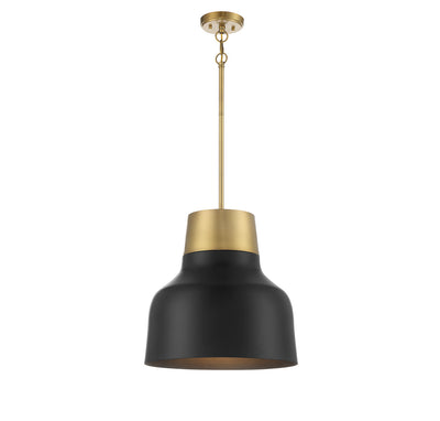 Meridian - M70115MBKNB - One Light Pendant - Matte Black with Natural Brass