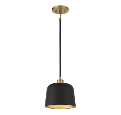 Meridian - M70118MBKNB - One Light Pendant - Matte Black with Natural Brass