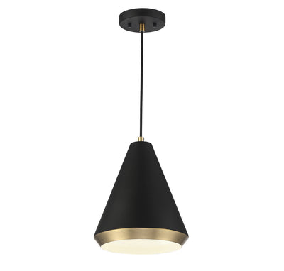 Meridian - M70122MBKNB - One Light Pendant - Matte Black with Natural Brass