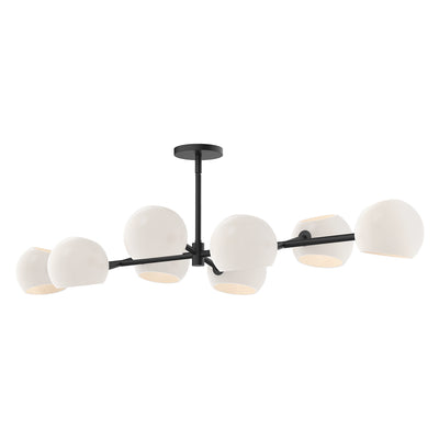 Alora - LP548848MBOP - Eight Light Linear Pendant - Willow - Matte Black/Opal Matte Glass