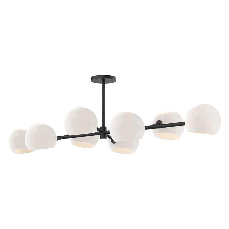 Alora - LP548848MBOP - Eight Light Linear Pendant - Willow - Matte Black/Opal Matte Glass