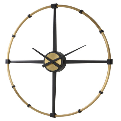 Uttermost - 06462 - Wall Clock - Captain - Antique Brushed Brass And Satin Black